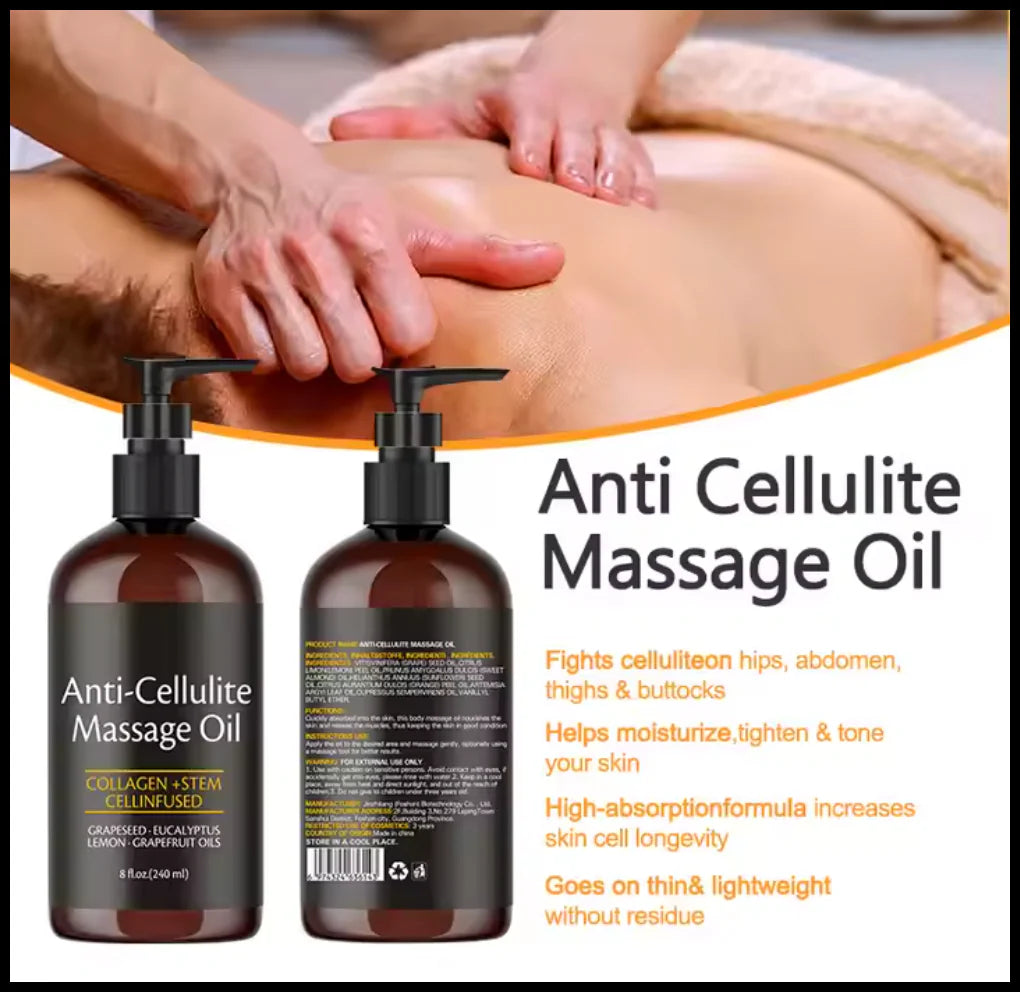 Collagen Firming Anti-Cellulite Body Oil – Skin-Smoothing Massage Oil (8 fl oz)