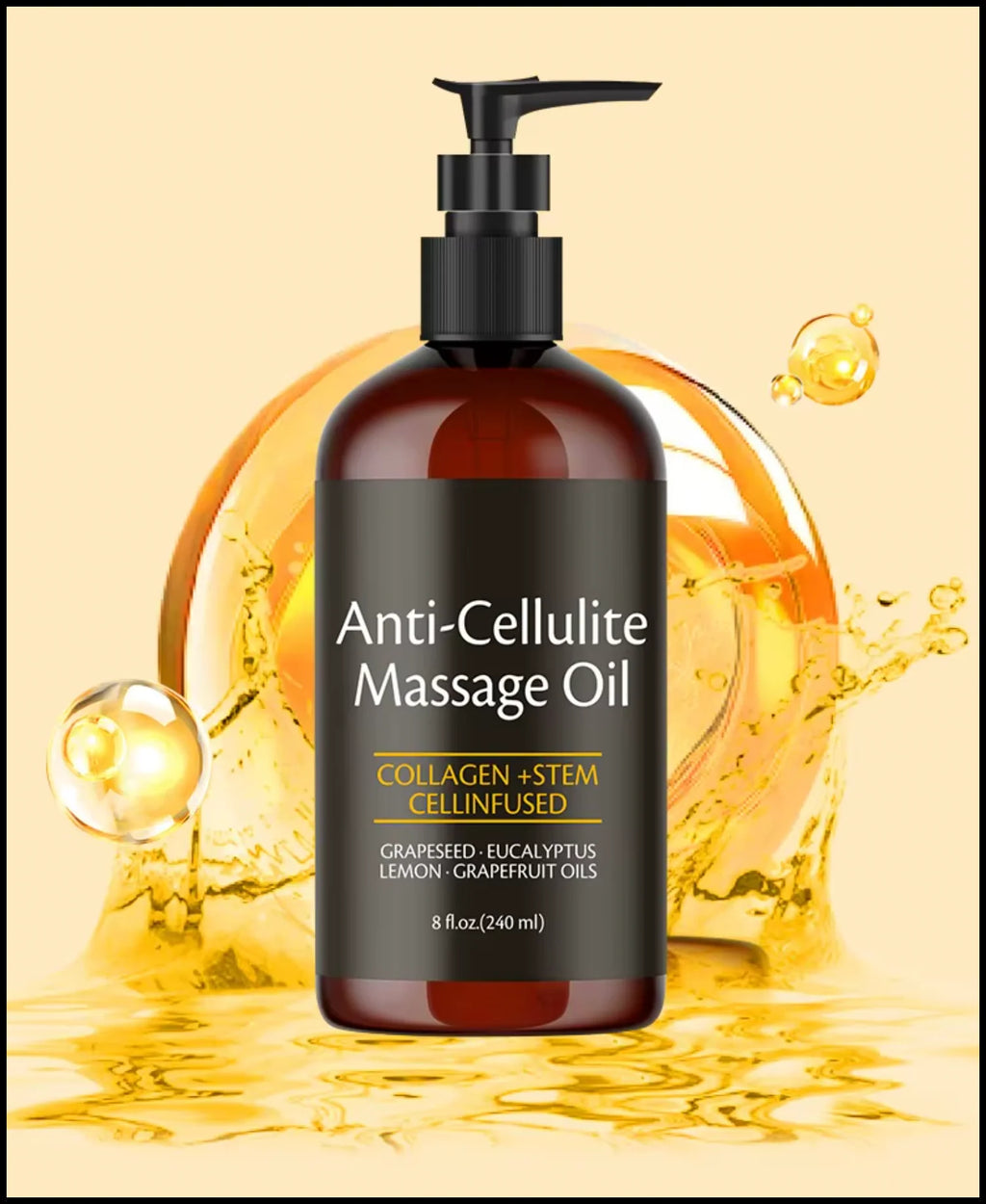 Collagen Firming Anti-Cellulite Body Oil – Skin-Smoothing Massage Oil (8 fl oz)