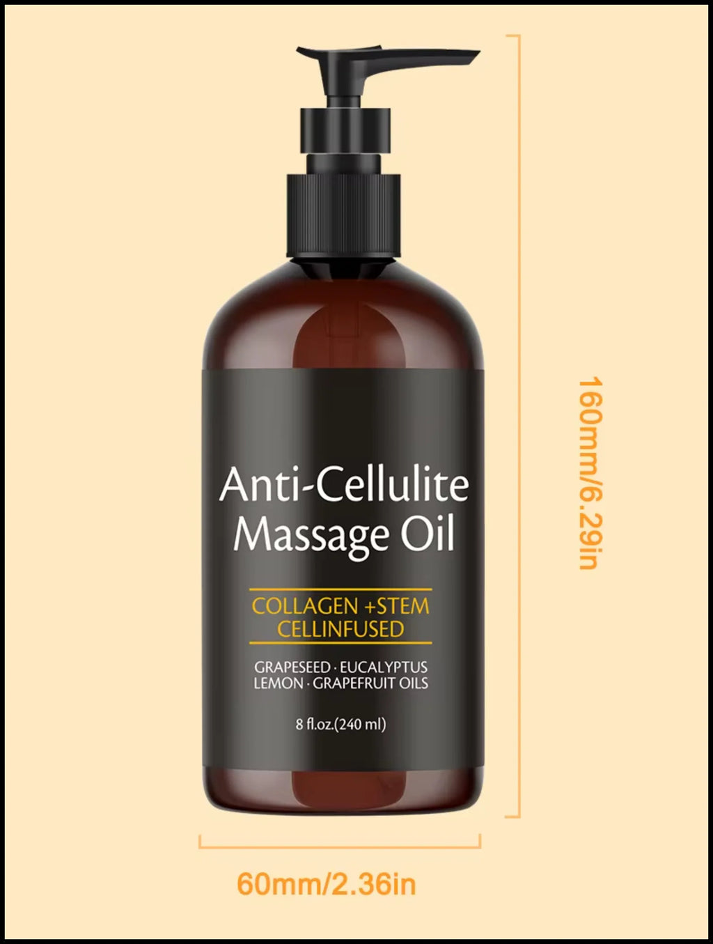 Collagen Firming Anti-Cellulite Body Oil – Skin-Smoothing Massage Oil (8 fl oz)
