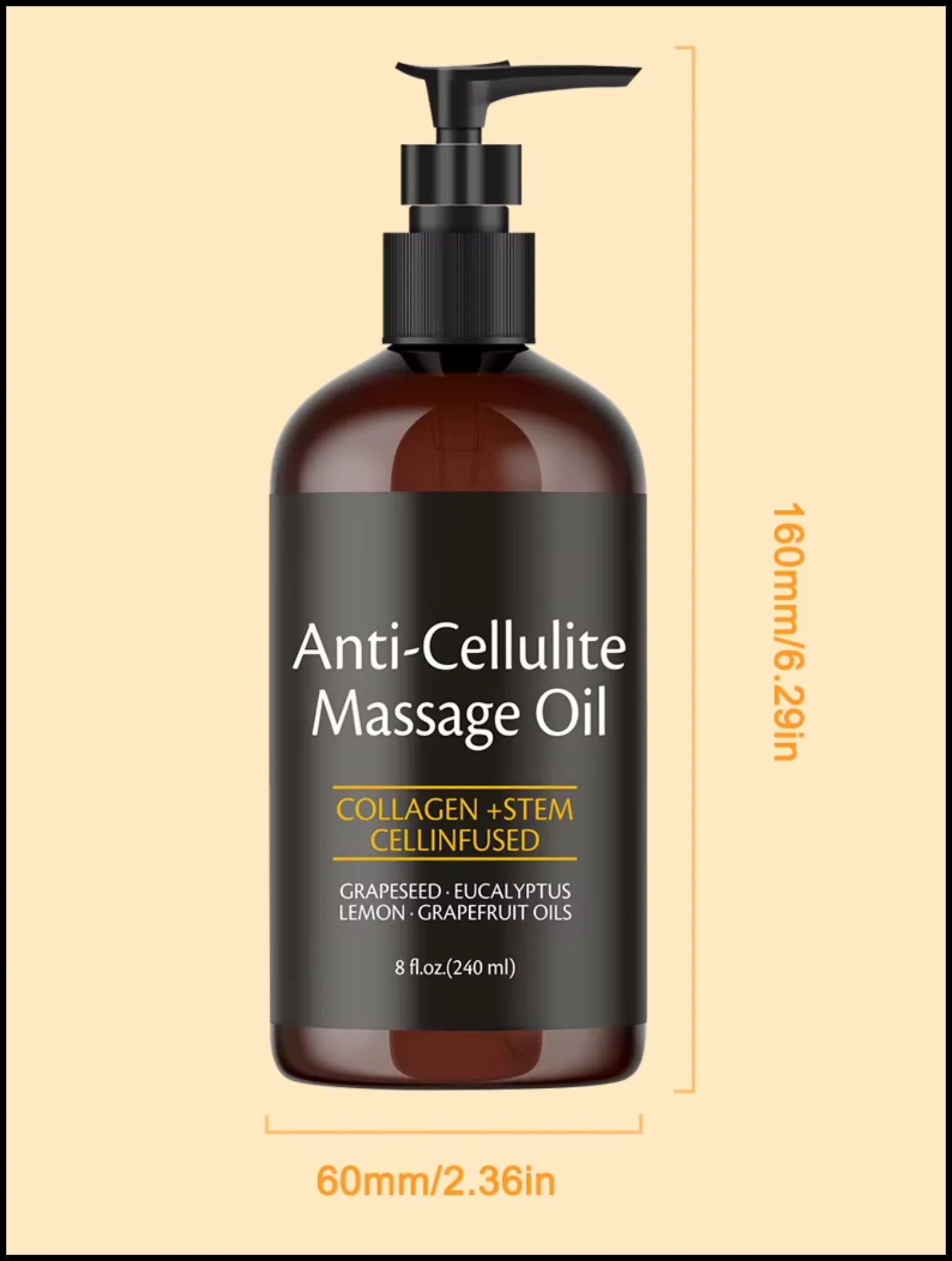 Collagen Firming Anti-Cellulite Body Oil – Skin-Smoothing Massage Oil (8 fl oz)