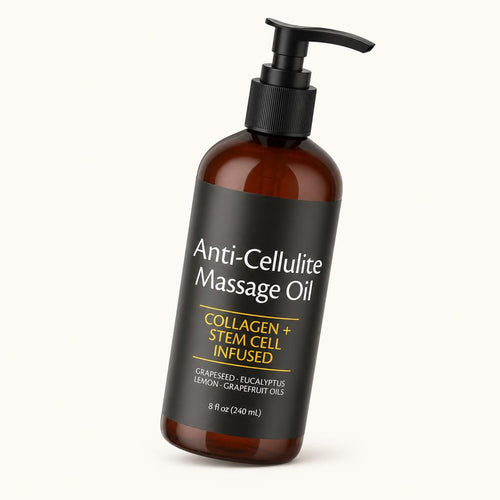 Anti-Cellulite Collagen Body Oil bottle shown at a three-quarter angle