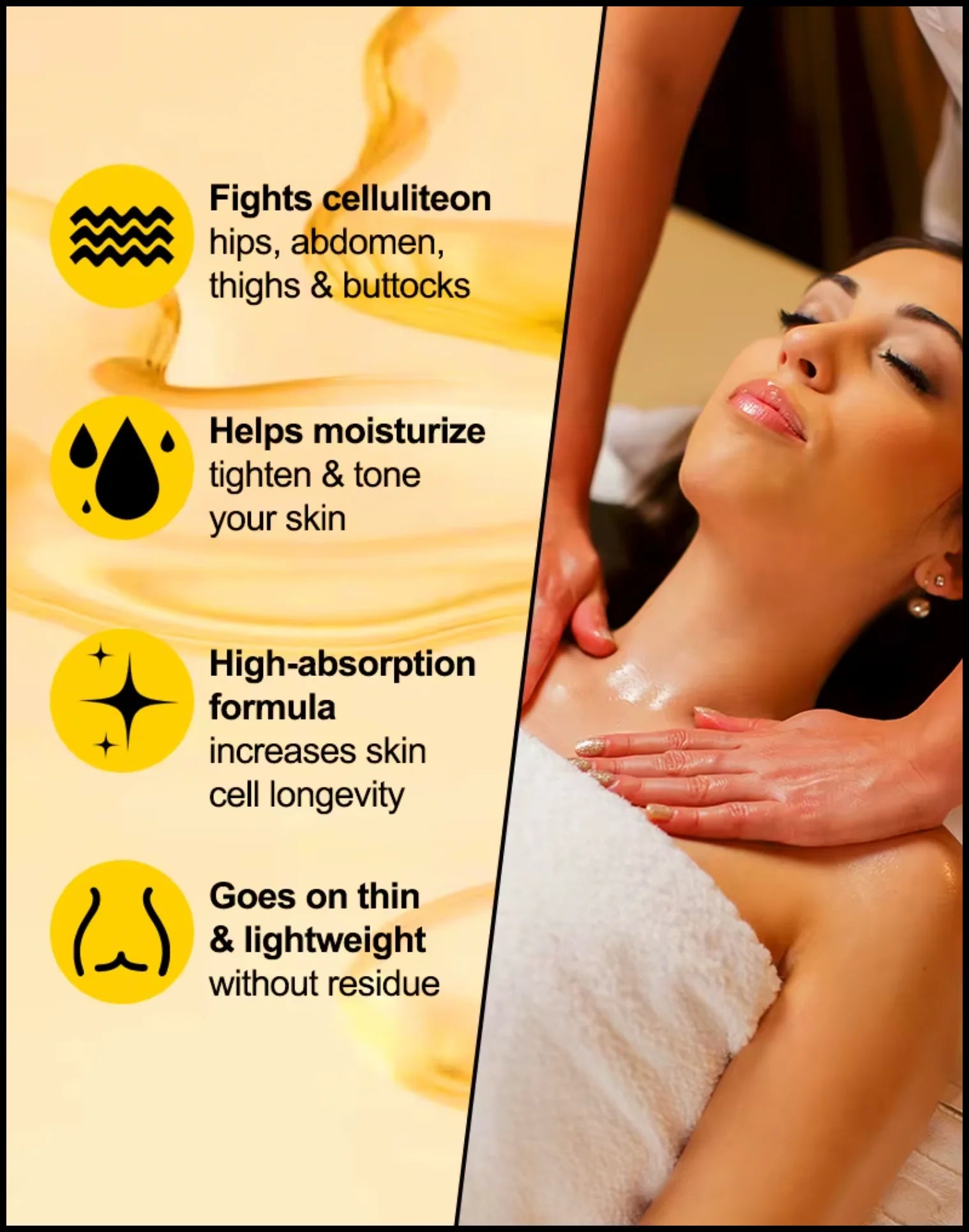 Collagen Firming Anti-Cellulite Body Oil – Skin-Smoothing Massage Oil (8 fl oz)
